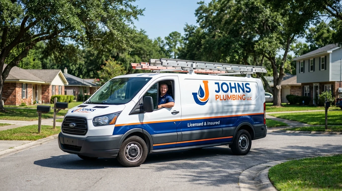 Johns Plumbing LLC service van in Buena Vista, GA
