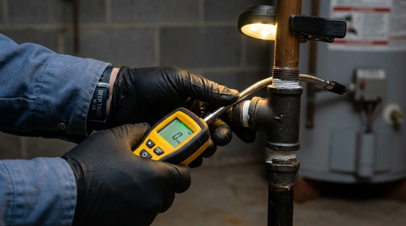 Gas leak detection with electronic sniffer by Johns Plumbing LLC in Buena Vista