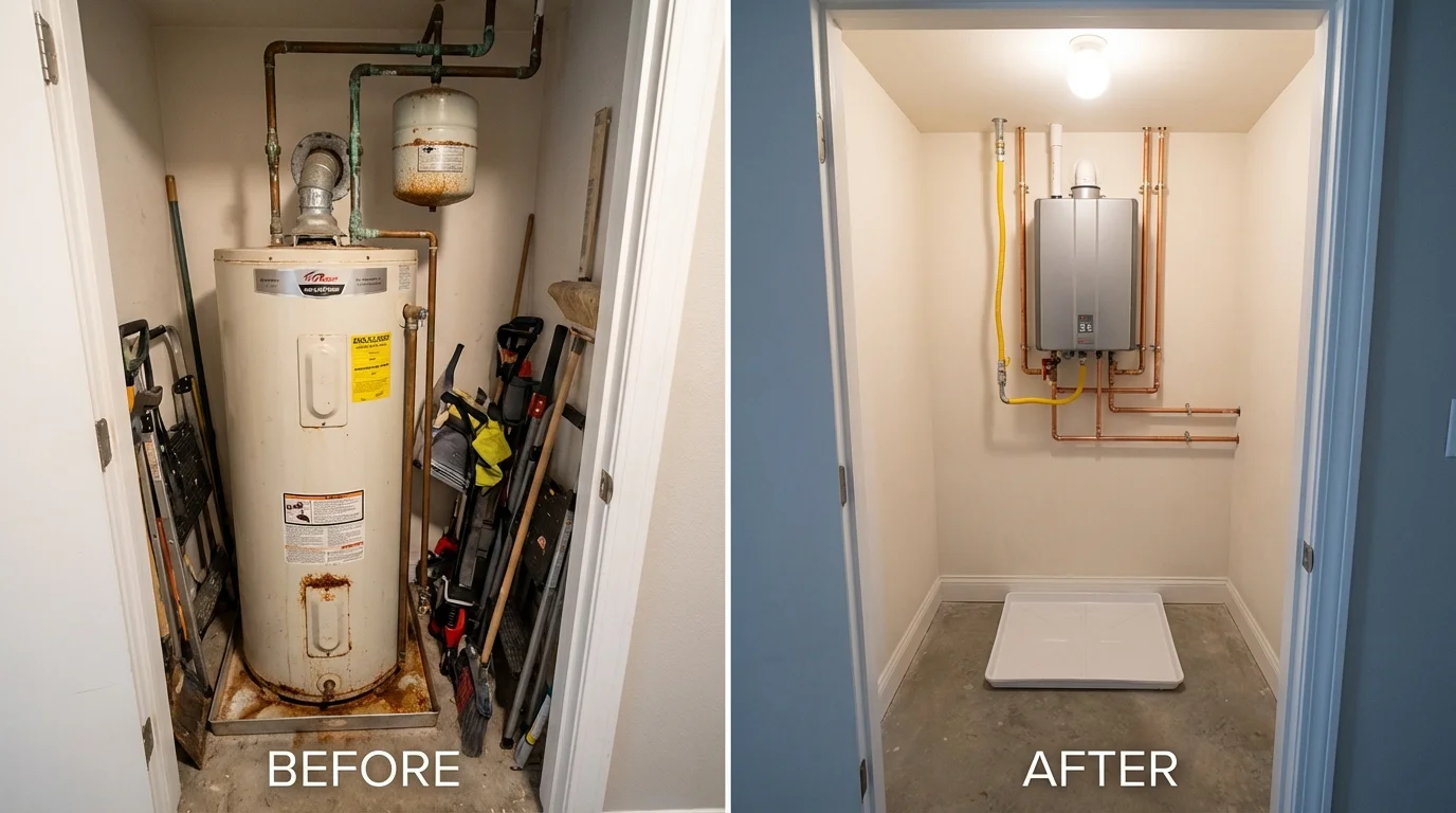 Tank water heater versus wall-mounted tankless unit comparison for Buena Vista, GA homeowners