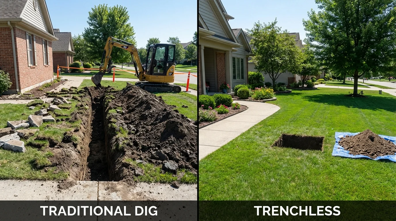 Trenchless sewer repair with minimal yard damage versus traditional excavation in Buena Vista, GA